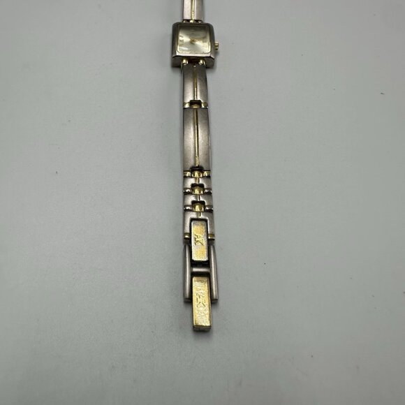 3/$30 Anne Klein Watch Women Silver Gold Matte Finish Rectangle Dial  7" - Picture 12 of 15